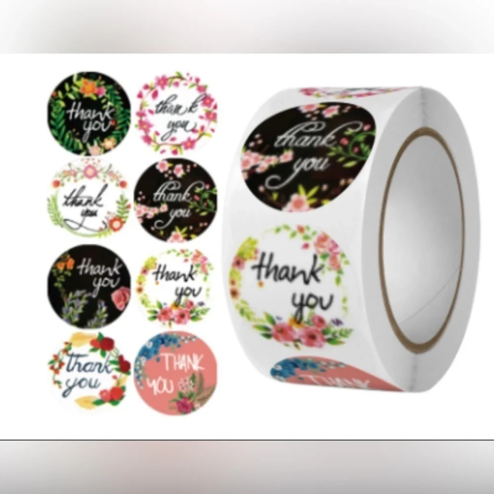 thank you stickers (variety pack) 1 in round shipping supplies for packaging